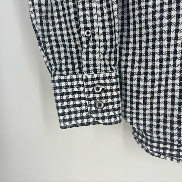ROBERT GRAHAM Men’s Black and White Plaid Flip Cuff Button Down Sz S Classic Fit - Picture 4 of 8